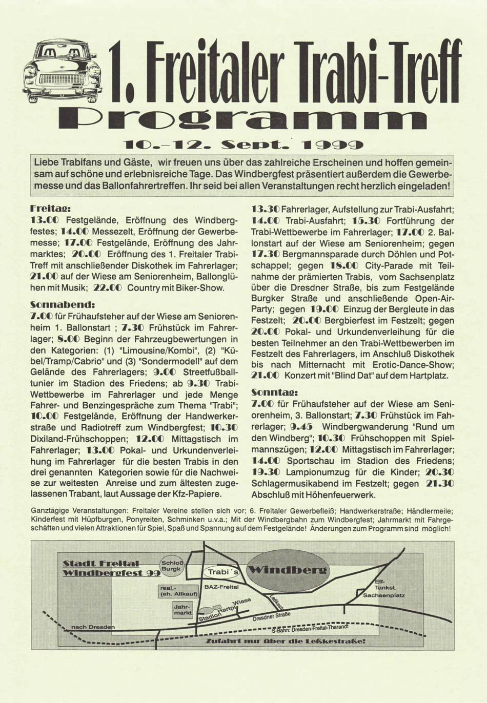 Flyer - 1. Freitaler Trabi-Treff 1999 - Seite 1
