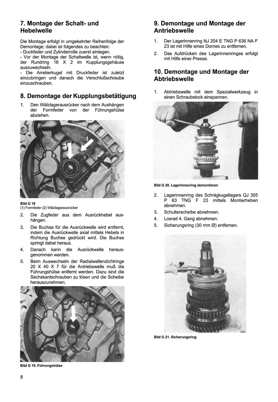 Reparaturanleitung für den Trabant 1.1 - Getriebe