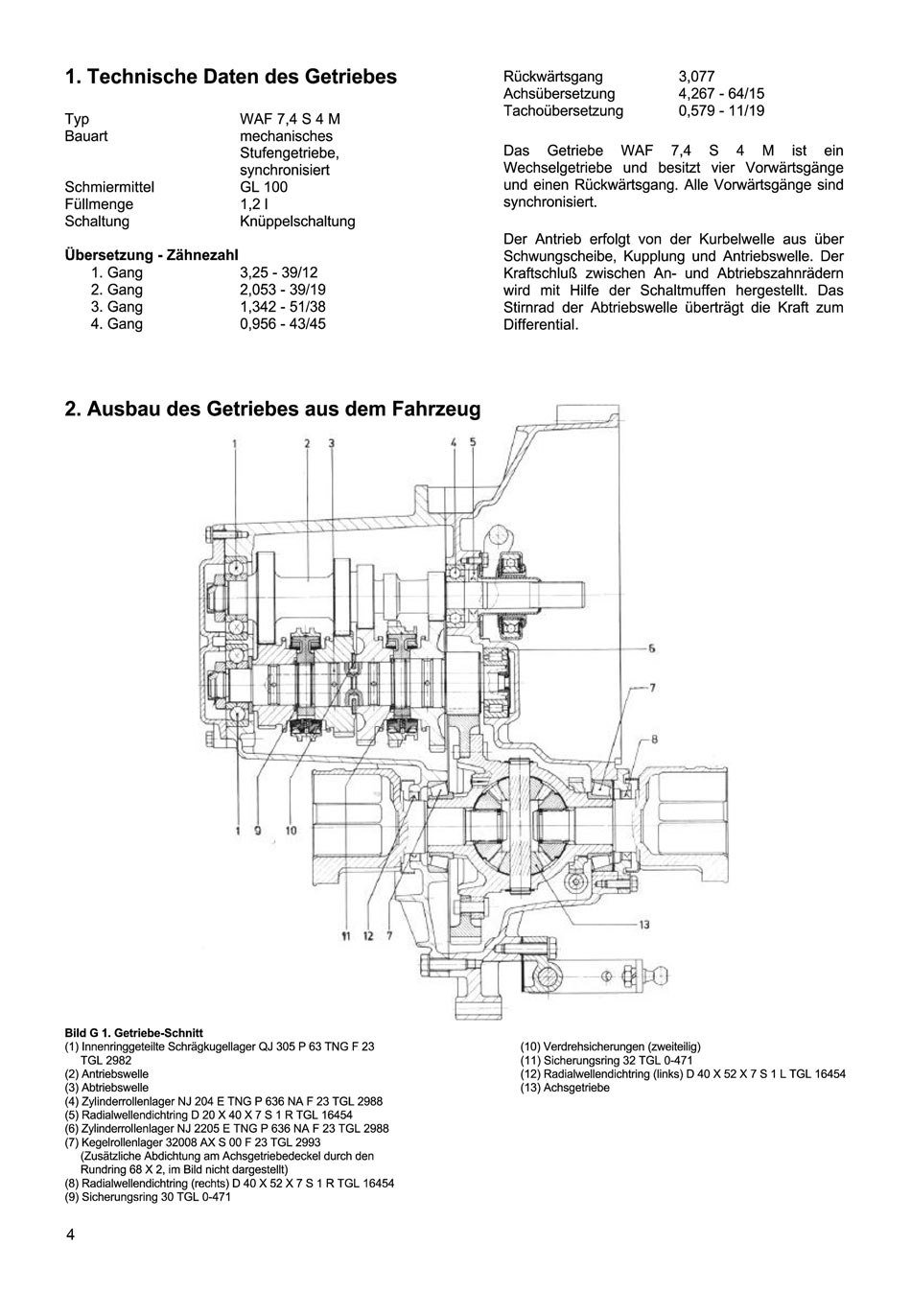 Reparaturanleitung für den Trabant 1.1 - Getriebe