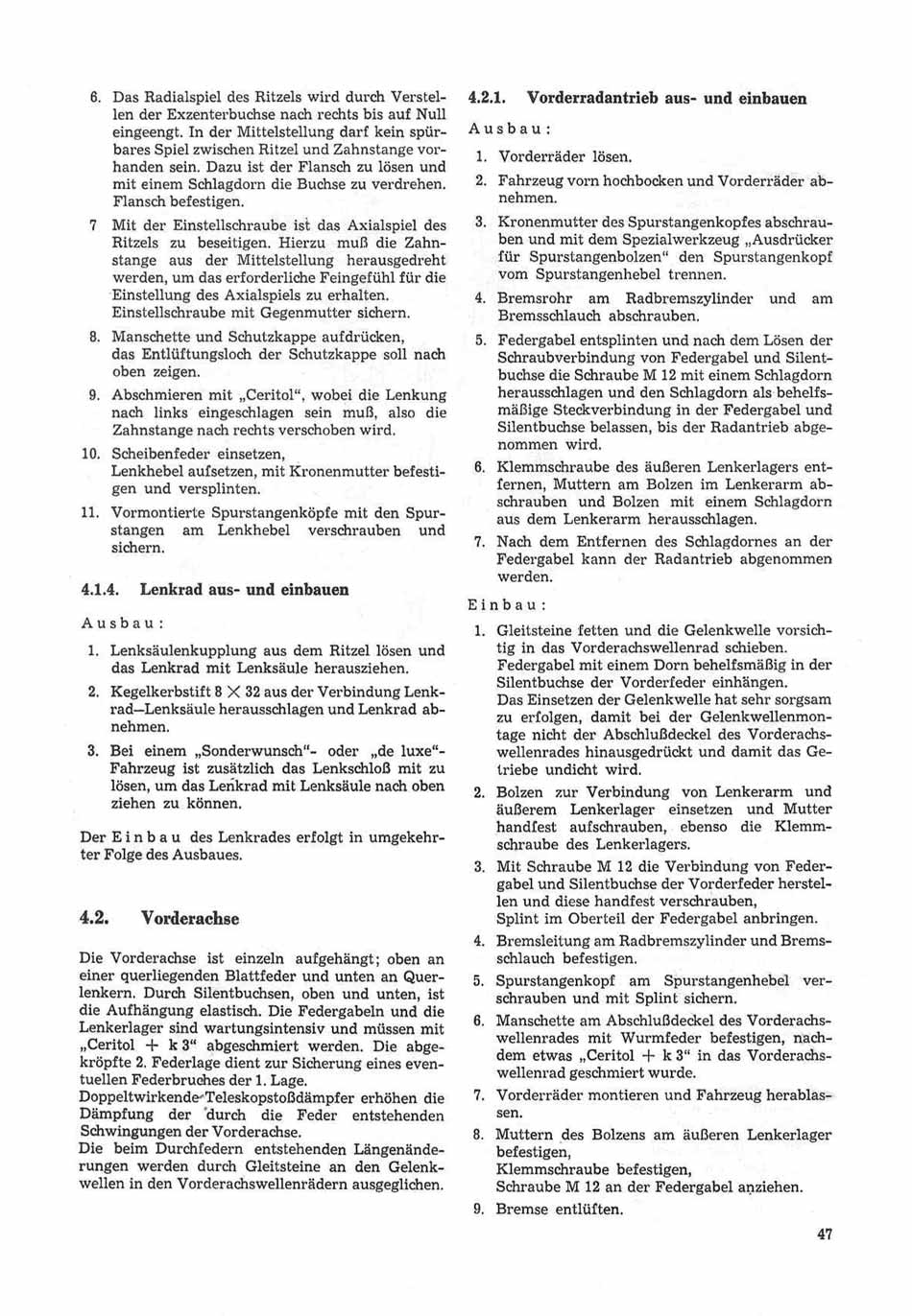 Reparaturhandbuch für Personenkraftwagen "Trabant 601"