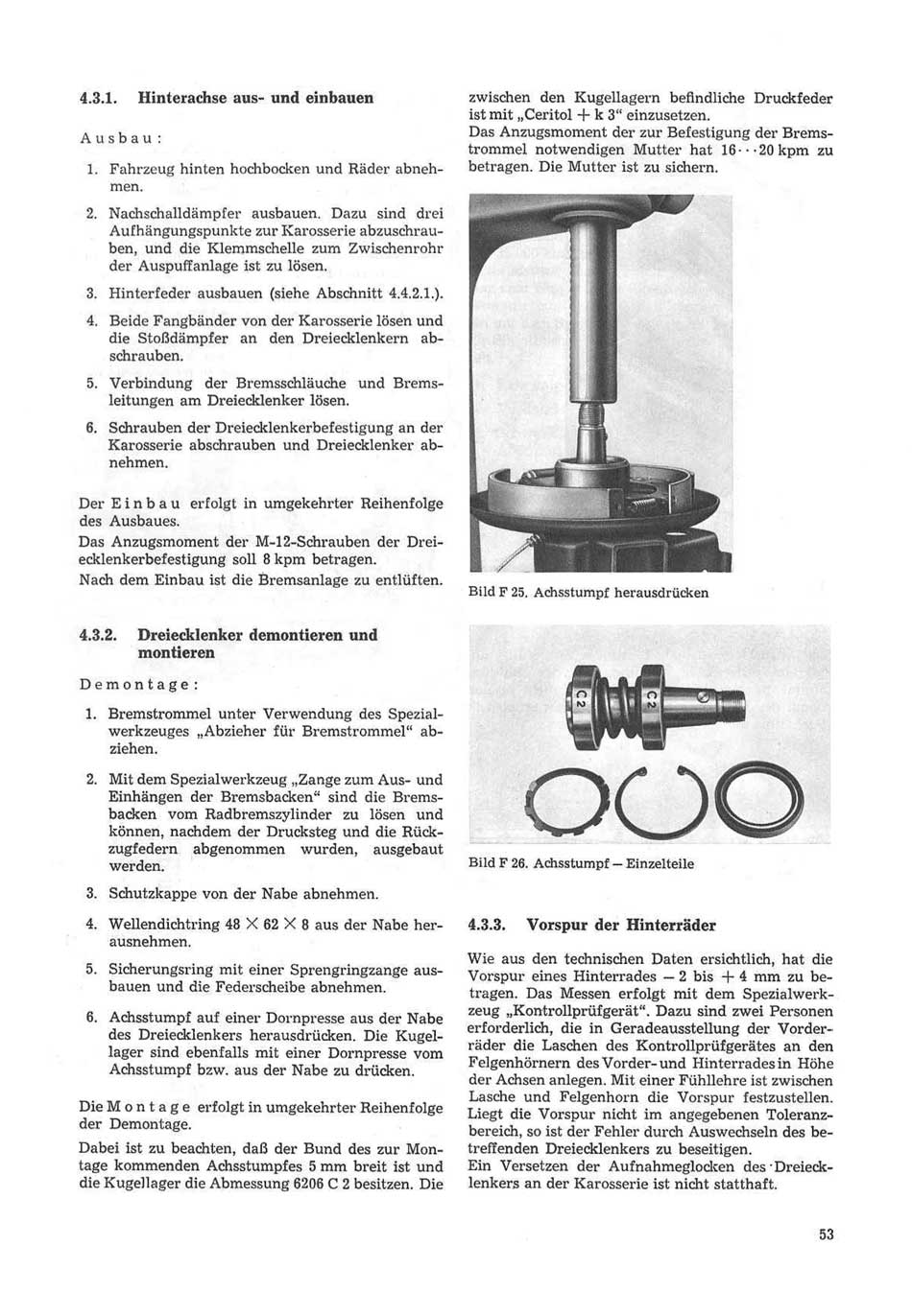 Reparaturhandbuch für Personenkraftwagen "Trabant 601"
